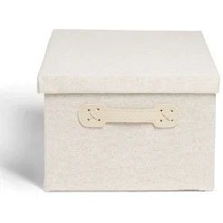 Boîte de rangement coton gris ou beige 40,5xH18x26,5cm