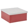 Boîte de rangement déco carrée rouge et blanche