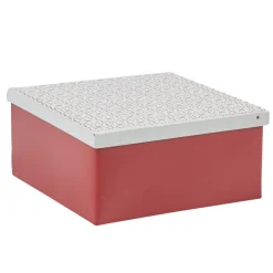 Boîte de rangement déco carrée rouge et blanche