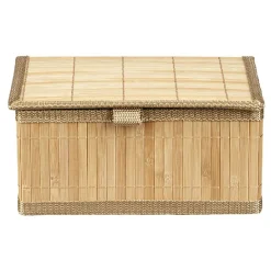 Boîte de rangement déco lattes en bambou L24 x L18 cm