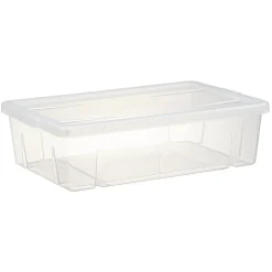 Boîte de rangement dessous de lit blanc transparent avec couvercle 28L