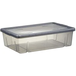 Boîte de rangement dessous de lit noir transparent 28L