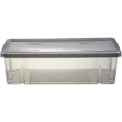 Boîte de rangement dessous de lit noir transparent 28L
