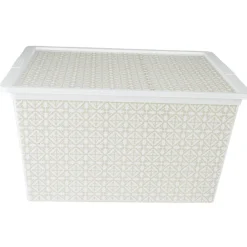 Boîte de rangement Dolce Vita carreau de ciment taupe 50L