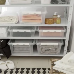 Boîte de rangement en plastique transparent 32L