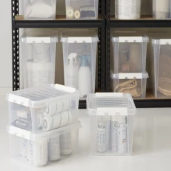 Boîte de rangement en plastique transparent 32L