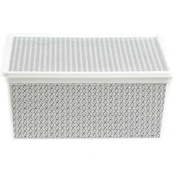 Boîte de rangement en plastique motif graphique gris blanc 18L