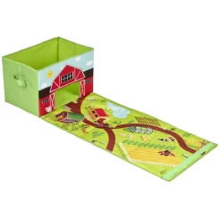 Boîte de rangement ferme agricole avec tapis de jeu dépliable 2en1