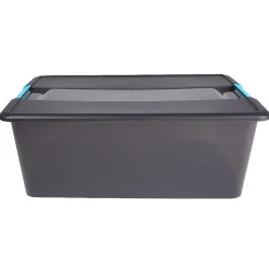 Boîte de rangement gris fumé Kliker avec poignées clips 35 L