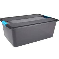 Boîte de rangement gris fumé Kliker avec poignées clips 35 L