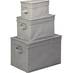 Boîte de rangement grise avec couvercle x3