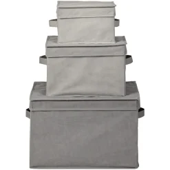 Boîte de rangement grise avec couvercle x3