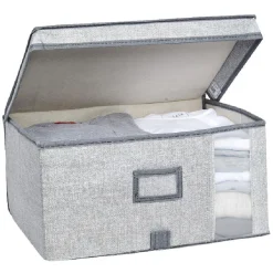 Boîte de rangement grise repliable avec fenêtre