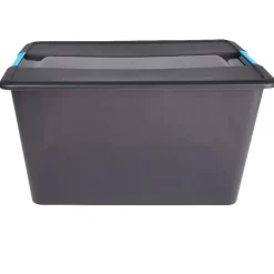 Boîte de rangement Kliker avec couvercle à clips fumé 48 L
