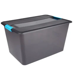 Boîte de rangement Kliker avec couvercle à clips fumé 48 L