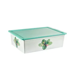 Boîte de rangement motif toucan et feuilles de palmier 27 L