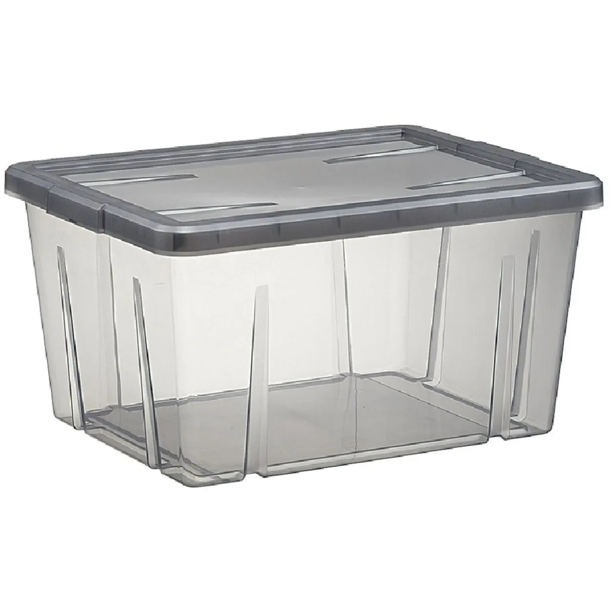 Boîte de rangement noir transparent avec couvercle 30L