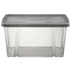 Boîte de rangement noir transparent avec couvercle 30L