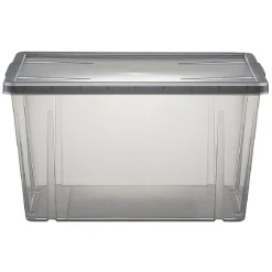 Boîte de rangement noir transparent avec couvercle 54L