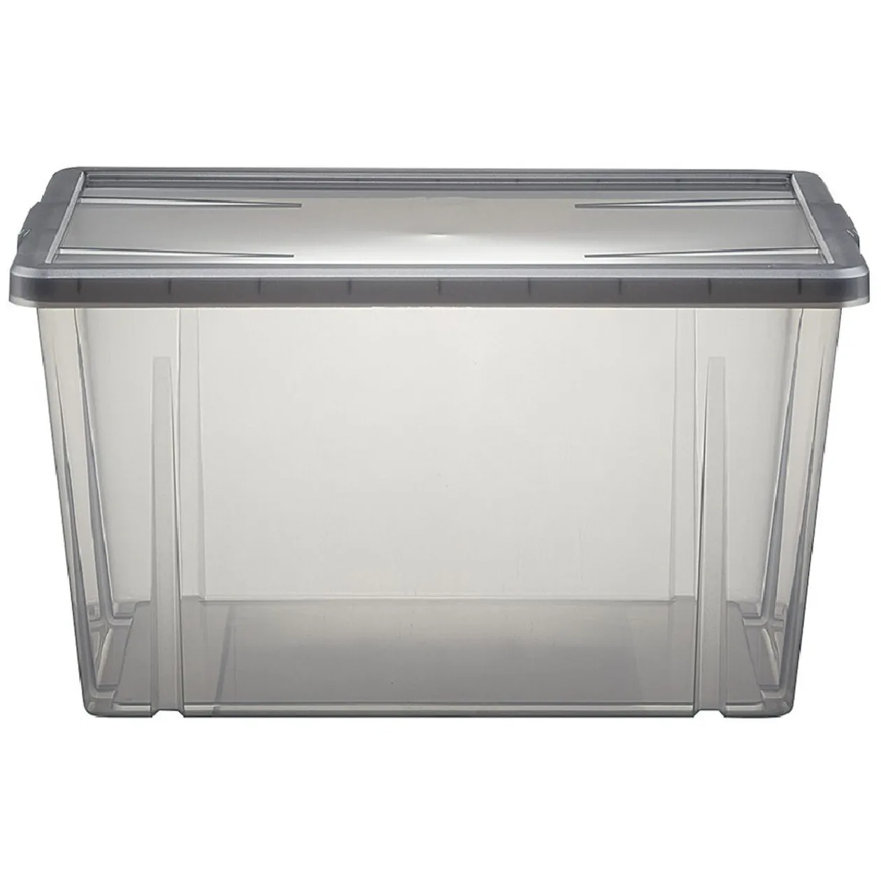 Boîte de rangement noir transparent avec couvercle 54L