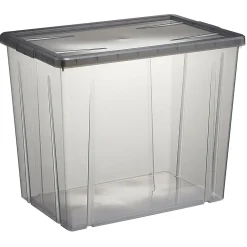 Boîte de rangement noir transparent avec couvercle 82L