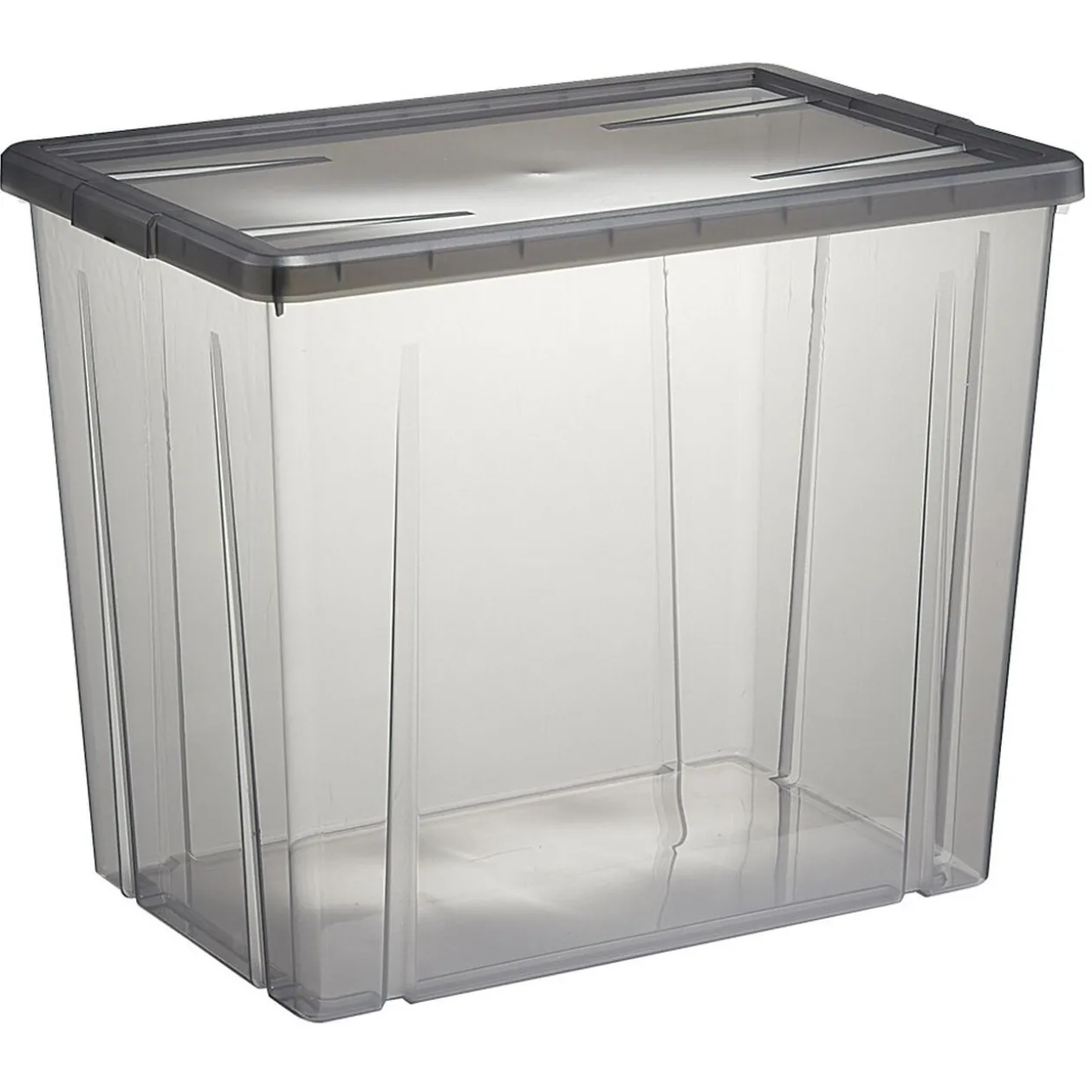 Boîte de rangement noir transparent avec couvercle 82L