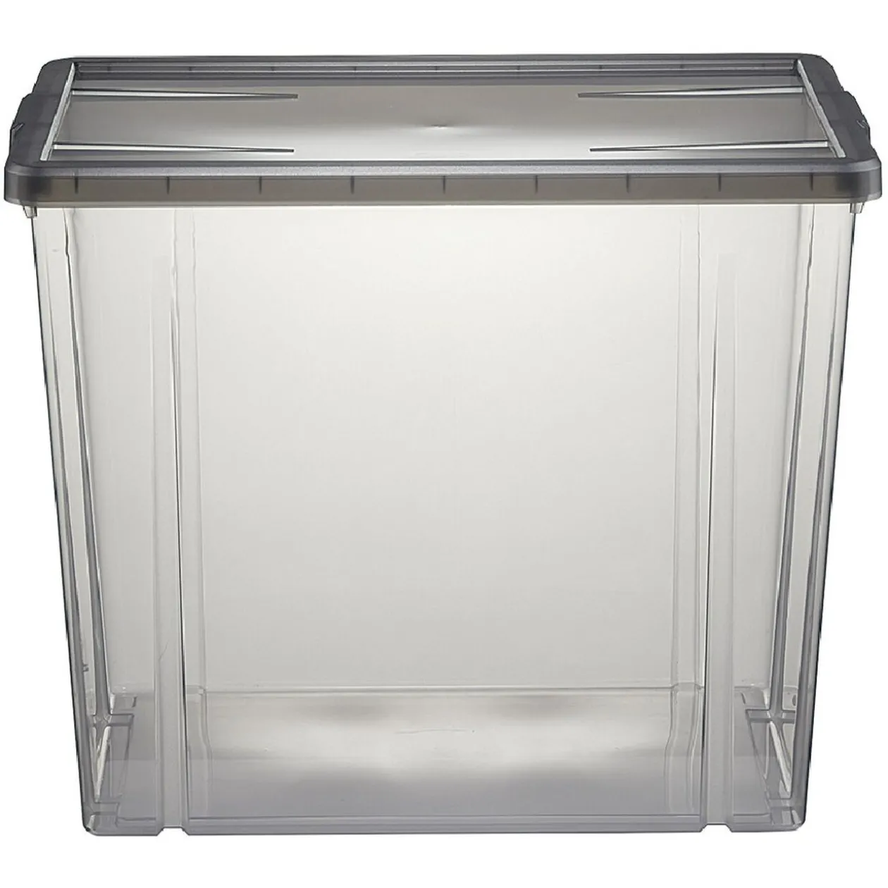 Boîte de rangement noir transparent avec couvercle 82L