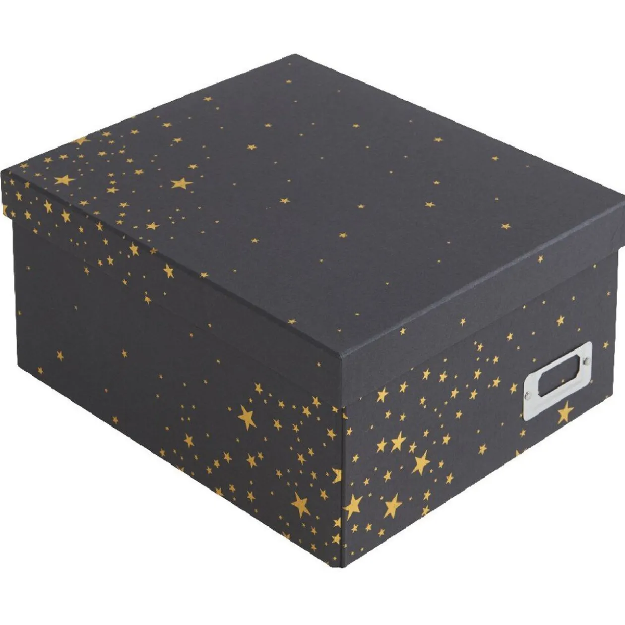 Boîte de rangement noire motif étoiles dorées