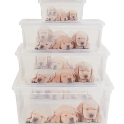 Boîte de rangement plastique 2 L design chat ou chiots