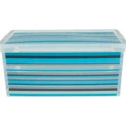 Boîte de rangement plastique 18 L design bayadère