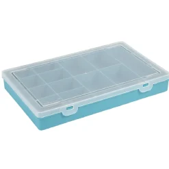 Boîte de rangement plastique 13 compartiments bleu