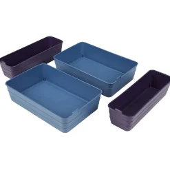 Boîte de rangement plastique bleu violet x4