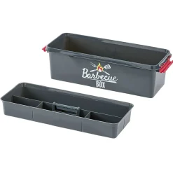 Boîte de rangement plastique pour barbecue grise et rouge