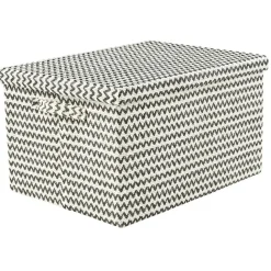 Boîte de rangement rectangulaire décor zig zag noir blanc