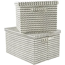 Boîte de rangement rectangulaire décor zig zag noir blanc