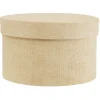 Boîte de rangement ronde beige Ø15xH9cm