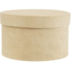 Boîte de rangement ronde beige Ø15xH9cm