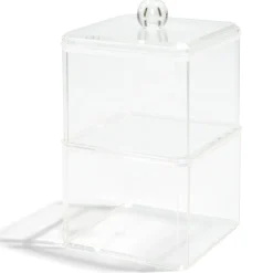 Boîte de rangement salle de bain 2 compartiments 9,3x9,3xH15,5cm