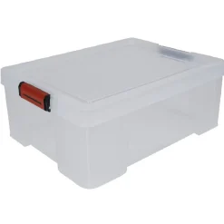 Boîte de rangement transparente à clips 27 L