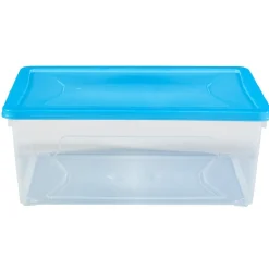 Boîte de rangement transparente couvercle bleu 10 L x6