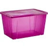 Boîte de rangement violet transparent avec couvercle 54L