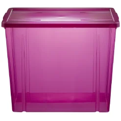 Boîte de rangement violet transparent avec couvercle 82L