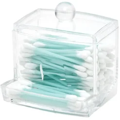 Boîte distributeur à coton tige transparent