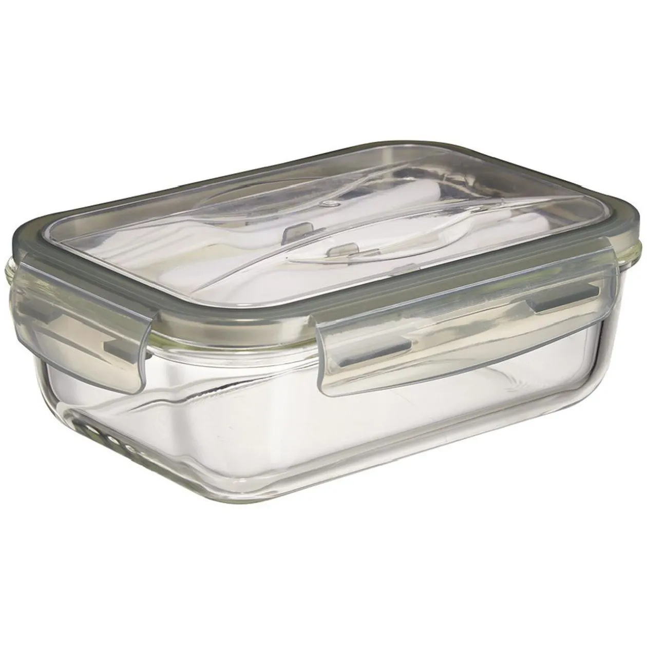 Boîte Lunchbox en verre avec couverts en plastique 1,2L