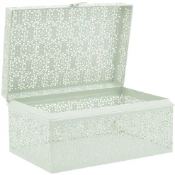Boîte métallique à motif ajouré dentelle