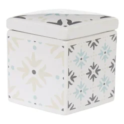 Boîte poubelle à coton blanche carreau de ciment