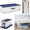 Boîte rangement dessous de lit tissu terrazzo blanc bleu 70x40xH18cm