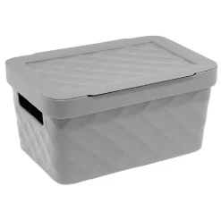 Boîte rangement en plastique gris design relief 4,5L
