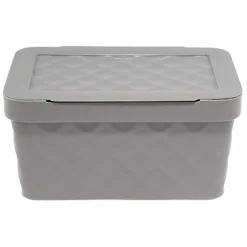 Boîte rangement en plastique gris design relief 4,5L