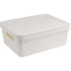 Boîte rangement en plastique blanc design relief 11L